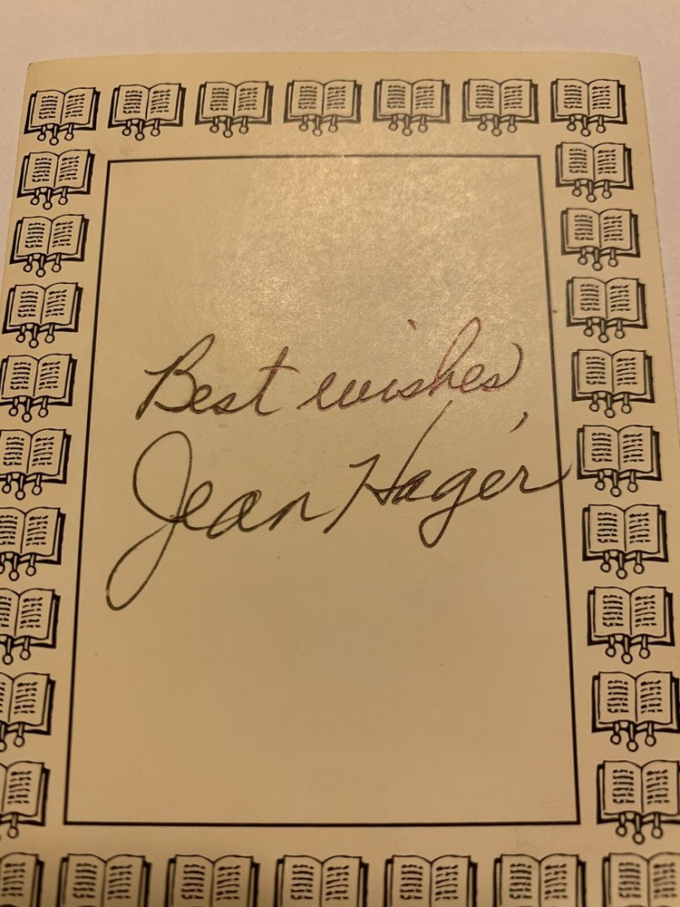 Jean Hager Author Signed Bookplate Autographed New