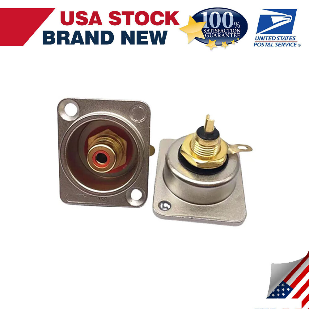 2xSilvery Female RCA Panel Mount Socket Connector Base Plate Welding Base Plated