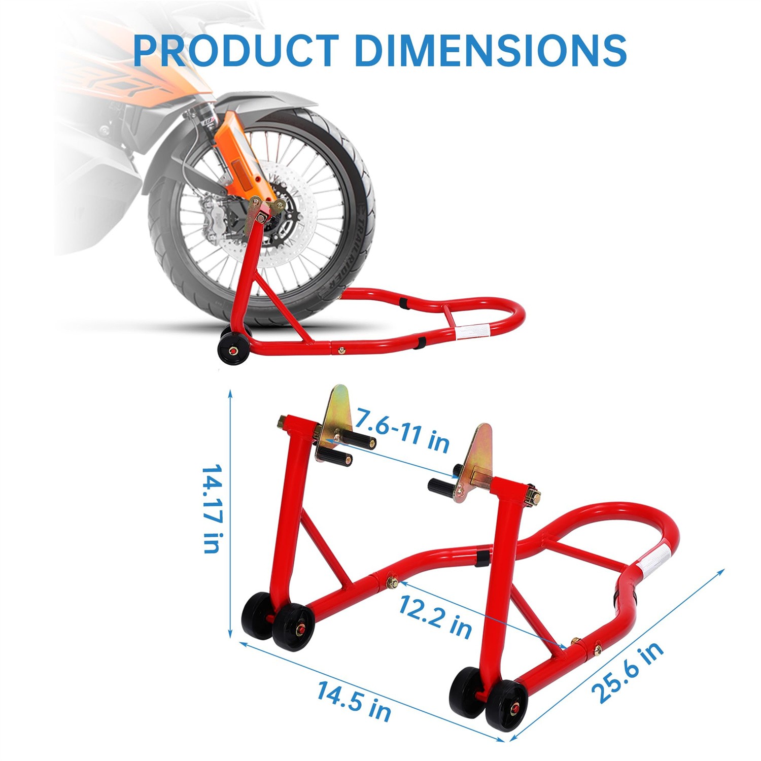 2PCS Heavy Duty Motorcycle Stand Lift Front & Rear Combo Stands 900Lbs Capacity