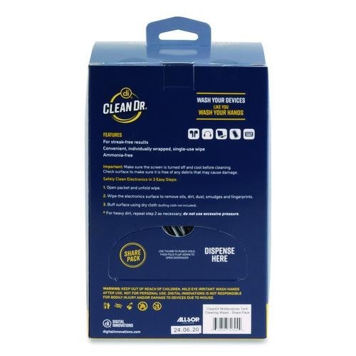 Digital ScreenDr Multipurpose Tech Cleaning Wipes, 7 x 4, Unscented, 200/Pack