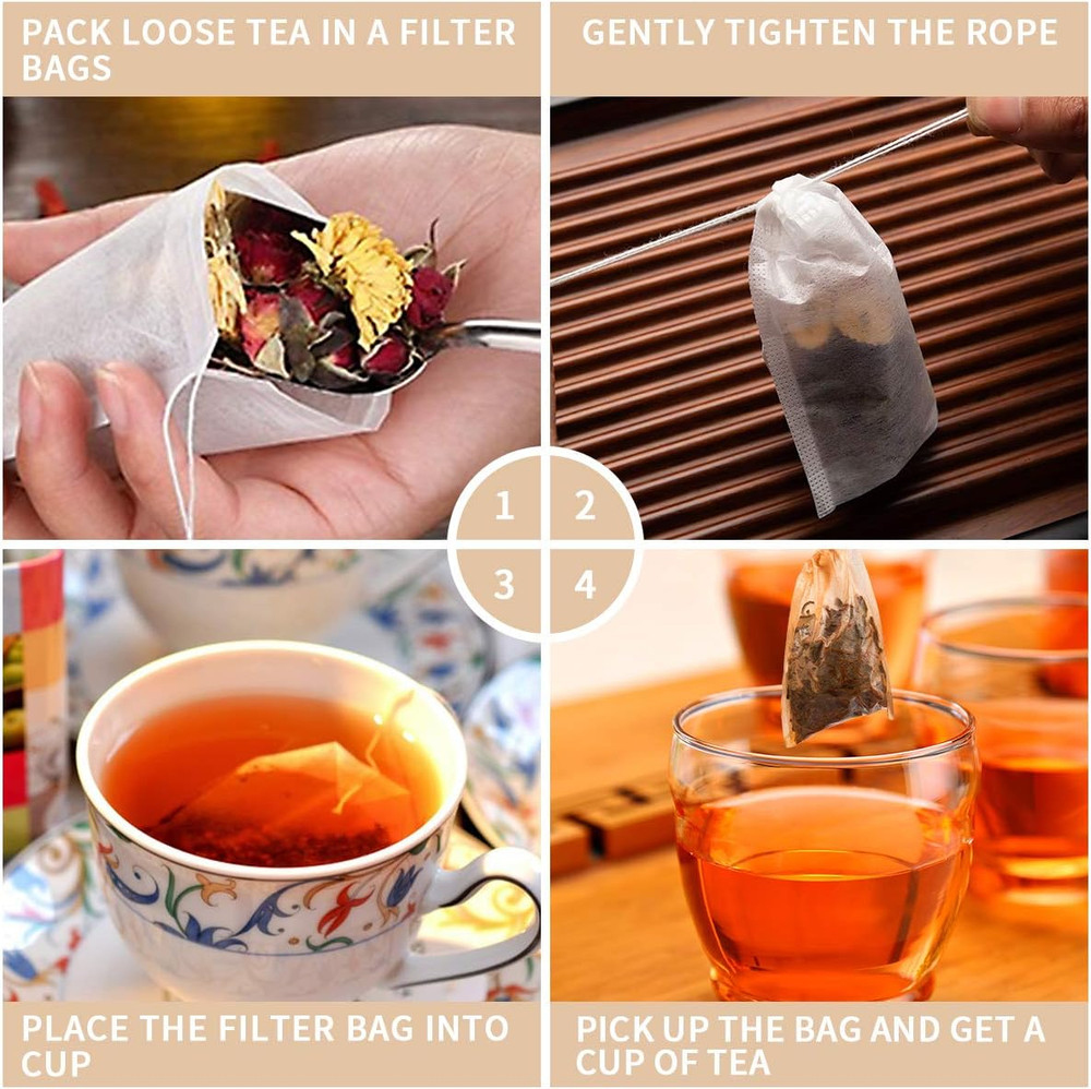 BEFORYOU 400 Pack Disposable Drawstring Tea Filter Bags Safe & Natural Unbleache