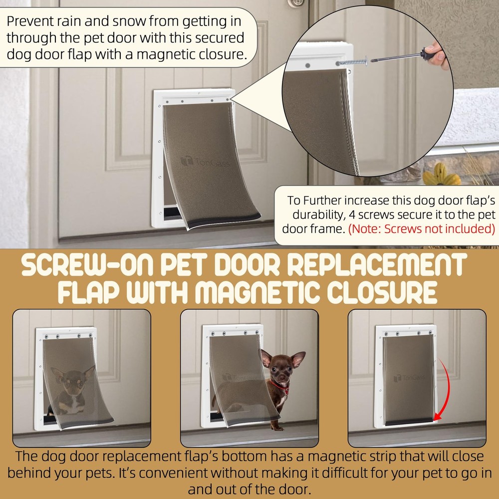 TonGass PAC11-11038 Medium Dog Door Flap Replacement Compatible Medium, Gray