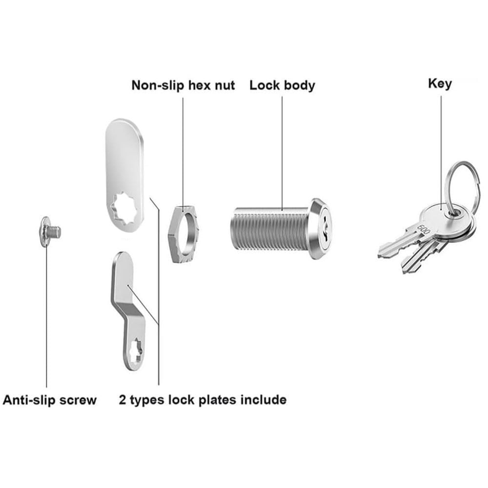 Cabinet Cam Locks Keyed Alike, 5/8 inch Toolbox Lock, Inch, Silver