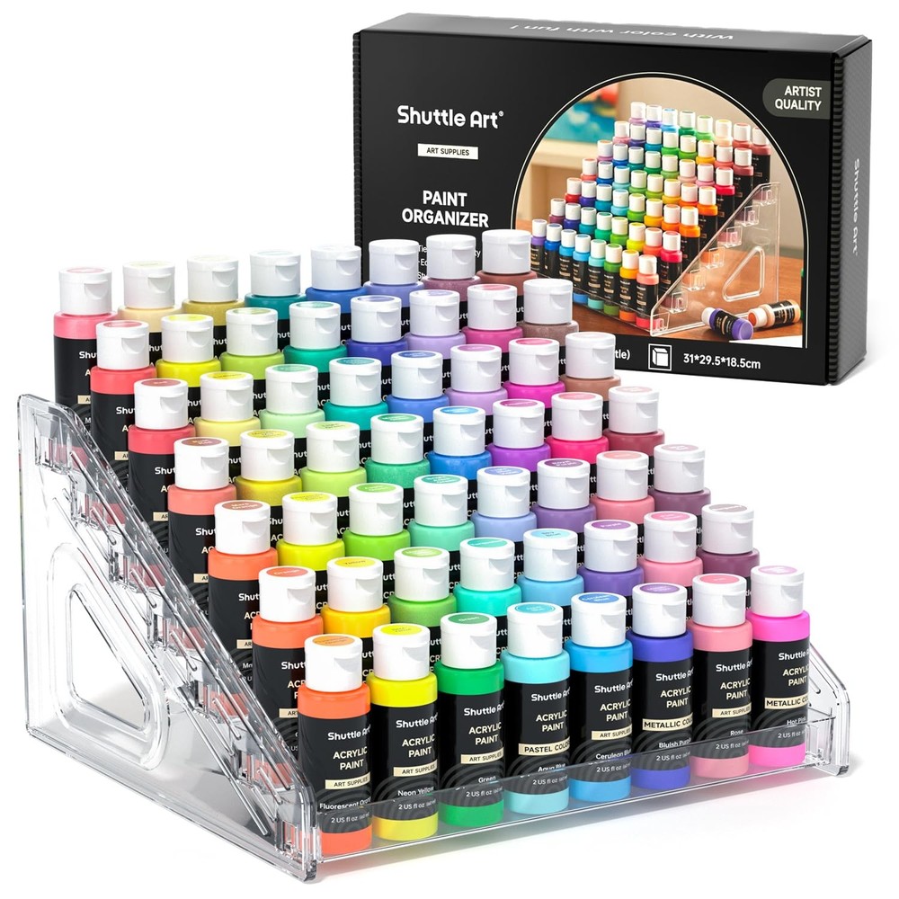 Acrylic Paint Organizer, 7 Layers Clear Storage Rack, Snap On Organizer for A...