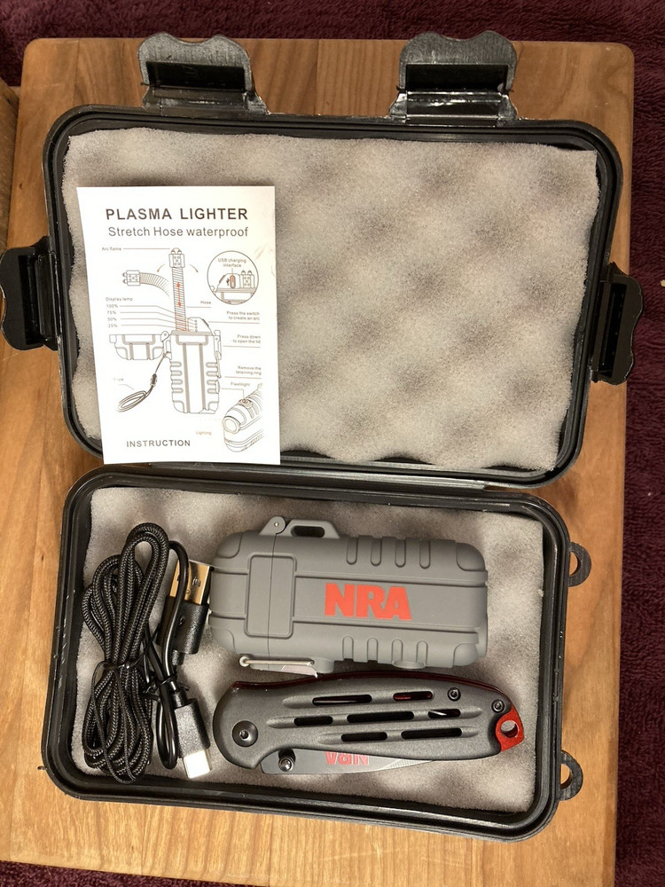 NRA Survival Kit Electric Torch Flashlight Multi Function Plasma Lighter Knife