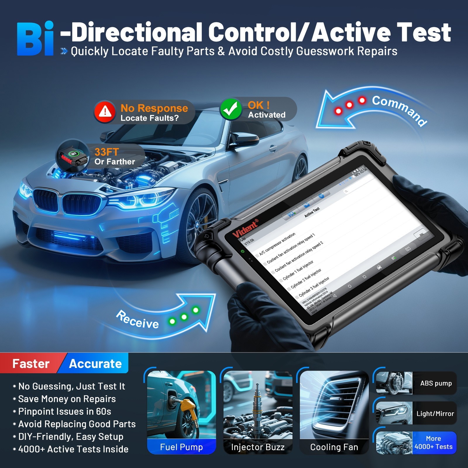 Vident 800Pro BT Bidirectional OBD2 Scanner Diagnostic Online Coding TopologyMAP