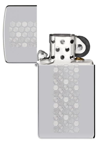 Zippo Lighter - Customized Engraved Message Honeycomb Pattern Design 46270