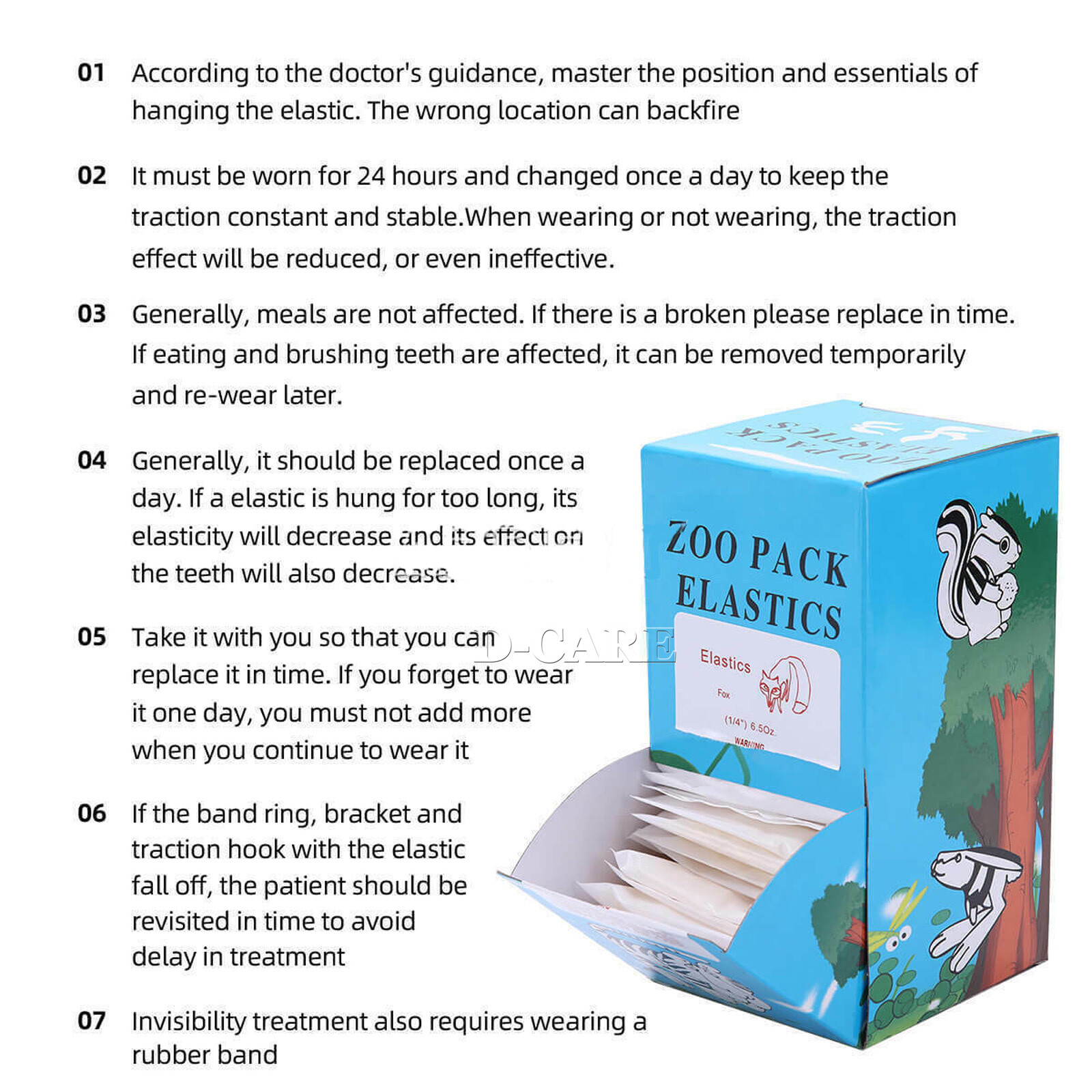 15 Sizes Dental Orthodontic Rubber Bands Elastics Latex Braces 3.5 /5.0 /6.5 oz