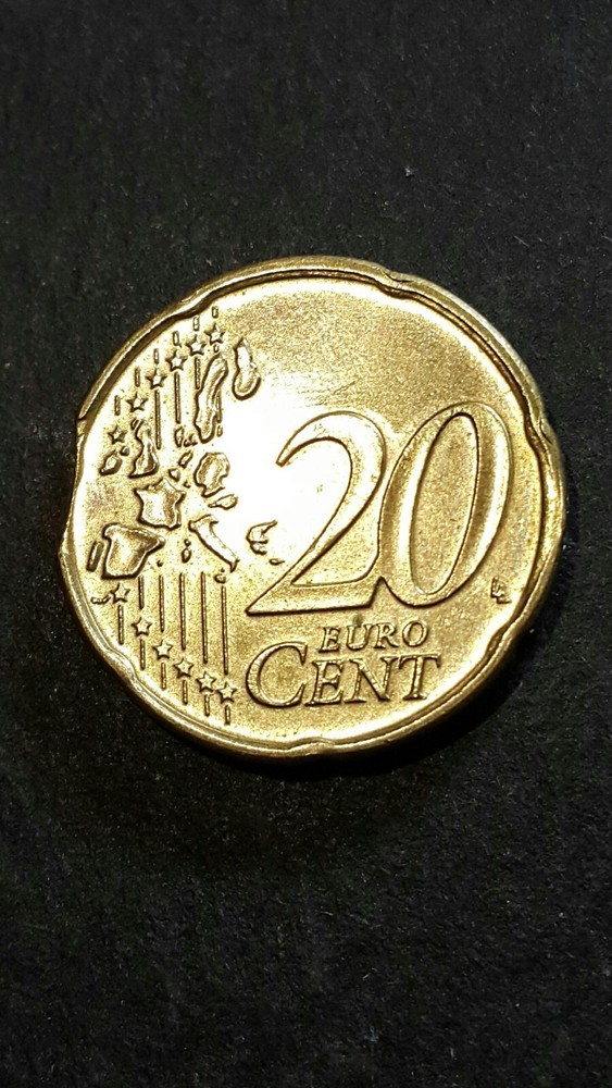 Netherland 1999 20 Euro Cent Clipped Planchet Error