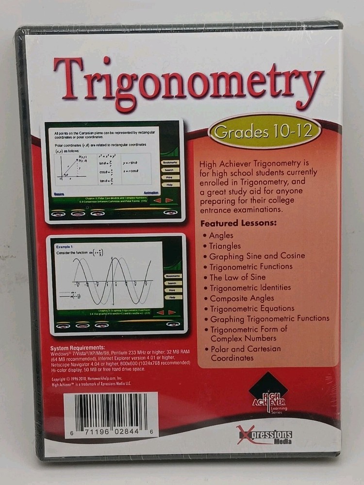 High Achiever -Trigonometry- Grades 10-12 (PC CD-ROM) NEW SEALED