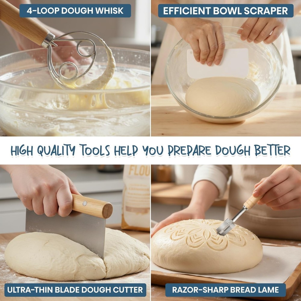 All-in-One Bread Proofing Basket Set with Starter Jar
