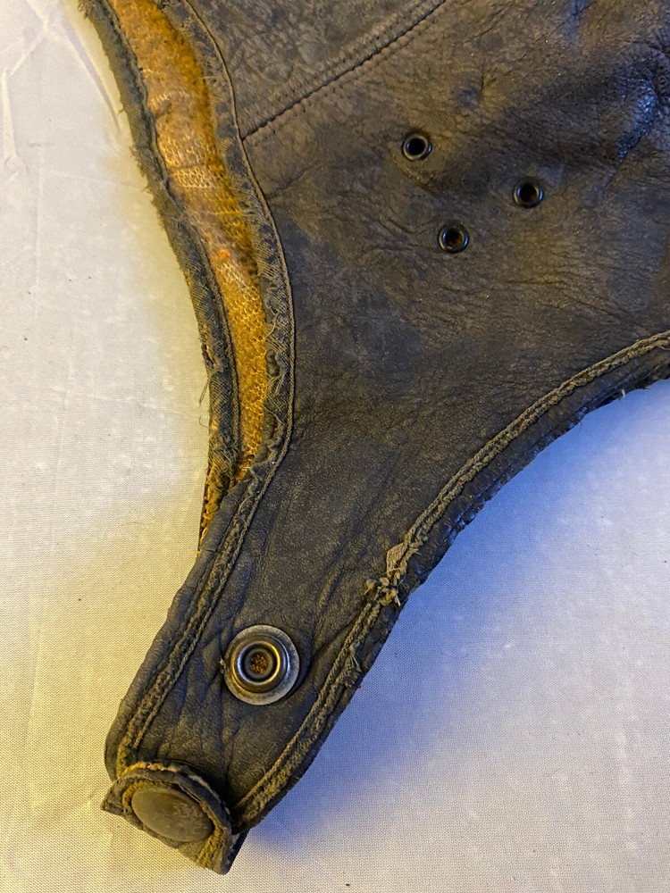 Antique Leather Aviators Cap Leather Lined And Snaps
