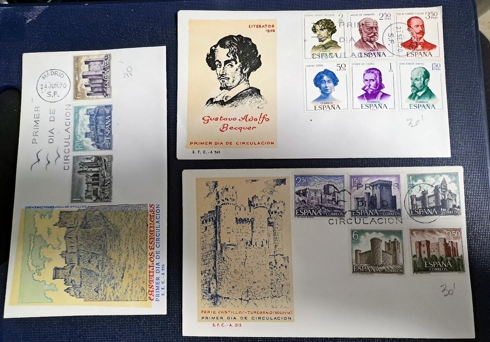 3 Spain 1970s FDc Covers & Stamps