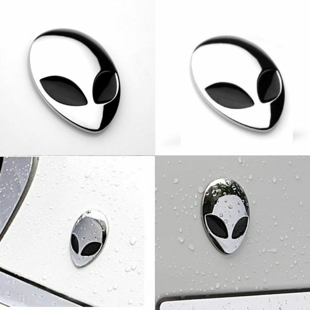2 Pack Metal 3D Alienware Alien Head Car Auto Logo Sticker Badge Emblem Decal o