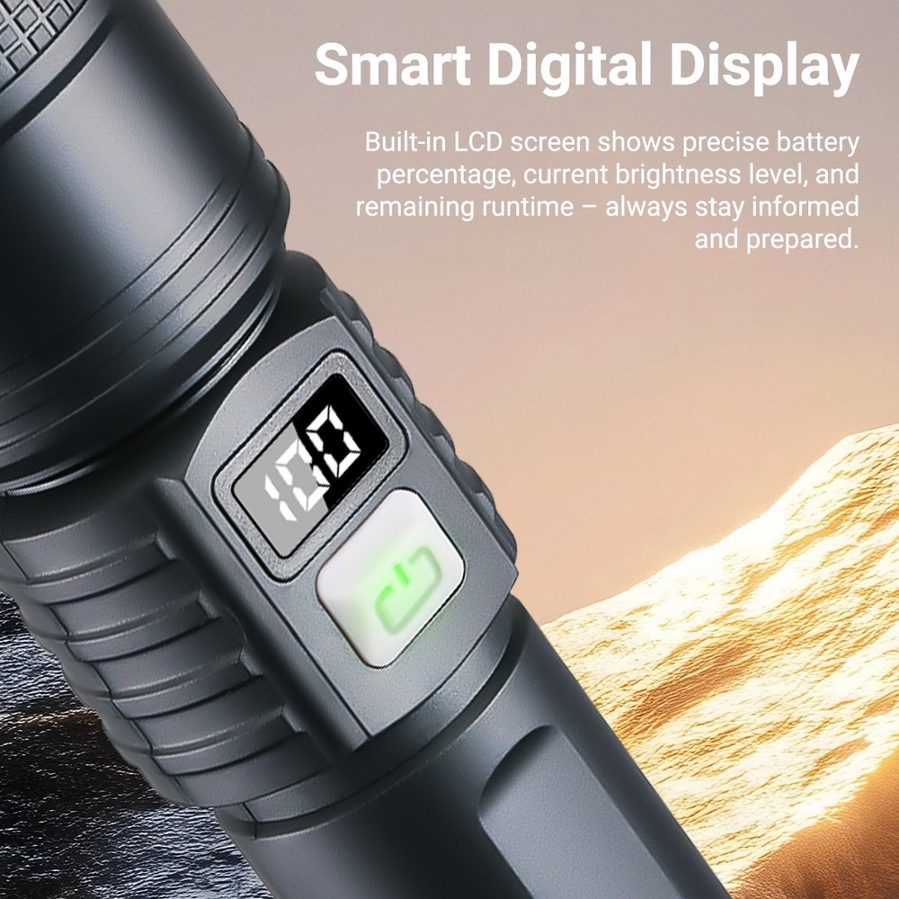 2 Pack Super Bright 9900000LM LED Tactical Flashlight Rechargeable Work Lights