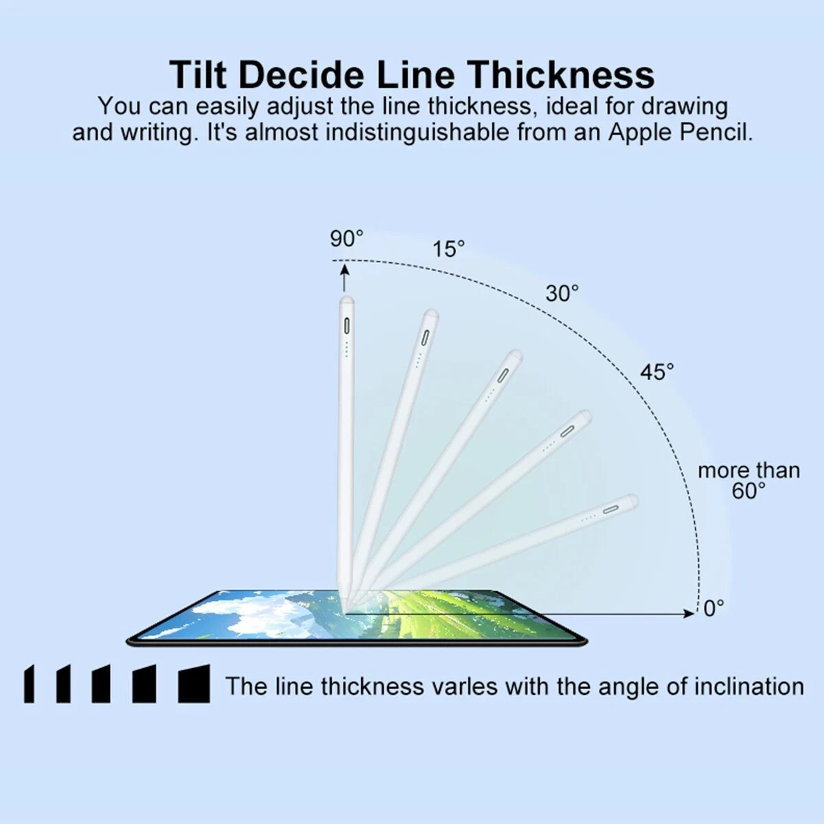 Pencil Stylus For iPad iPhone Samsung Tablet Phone with Bluetooth Battery Check