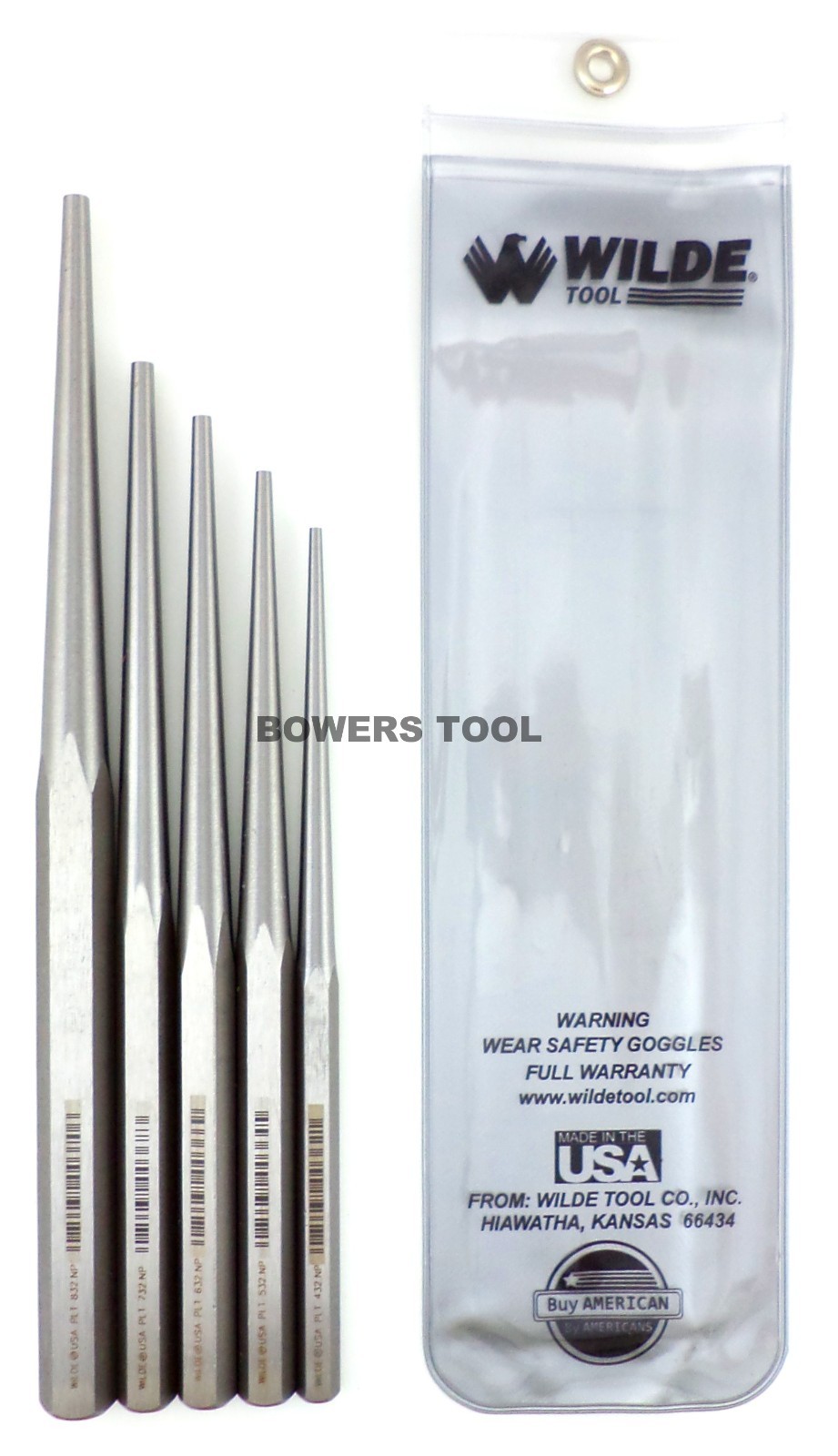 Wilde Tool 5pc Extra Long Taper Line up Drift Punch Set Professional MADE IN USA