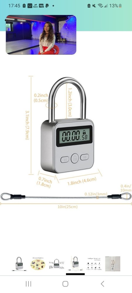 Metal Timer Padlock Rechargeable, LCD Display, 99 Hours Max Timing
