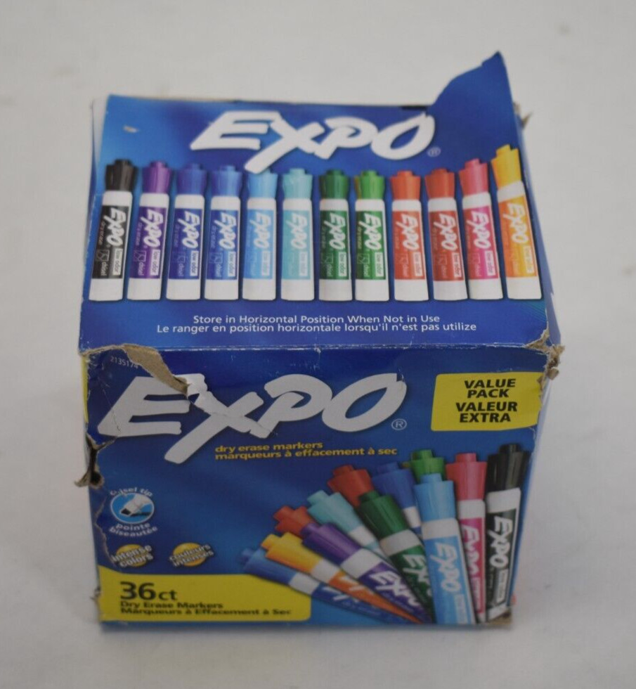 Expo 36 Pack Dry Erase Markers Chisel Tip Whiteboard Assorted Colors Value Pack