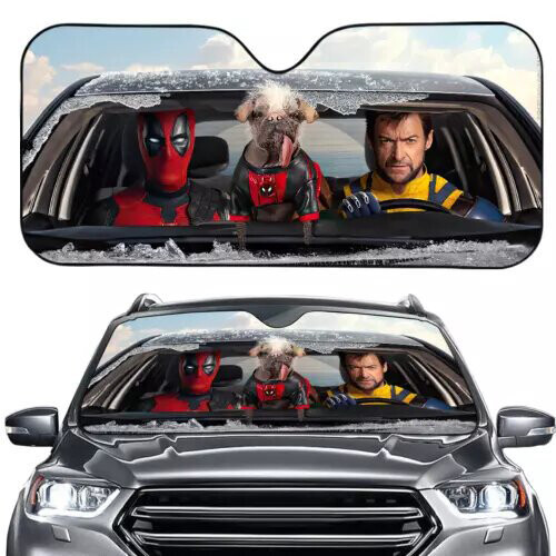Deadpool Dogpool Vs Wolverine Driving Shatter Car Windshield Sun Shade