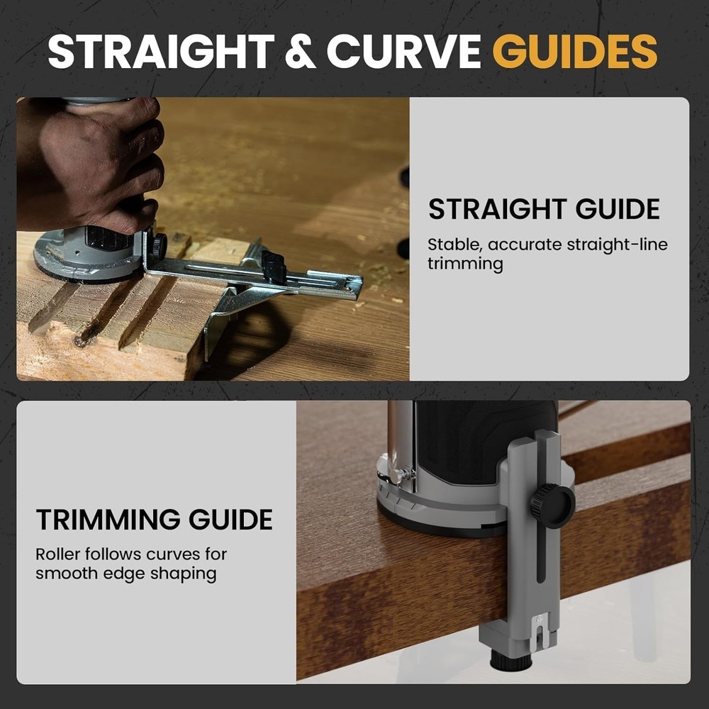 Lightweight Brushless Router with Adjustable Speed & Worklight – Ready to Use