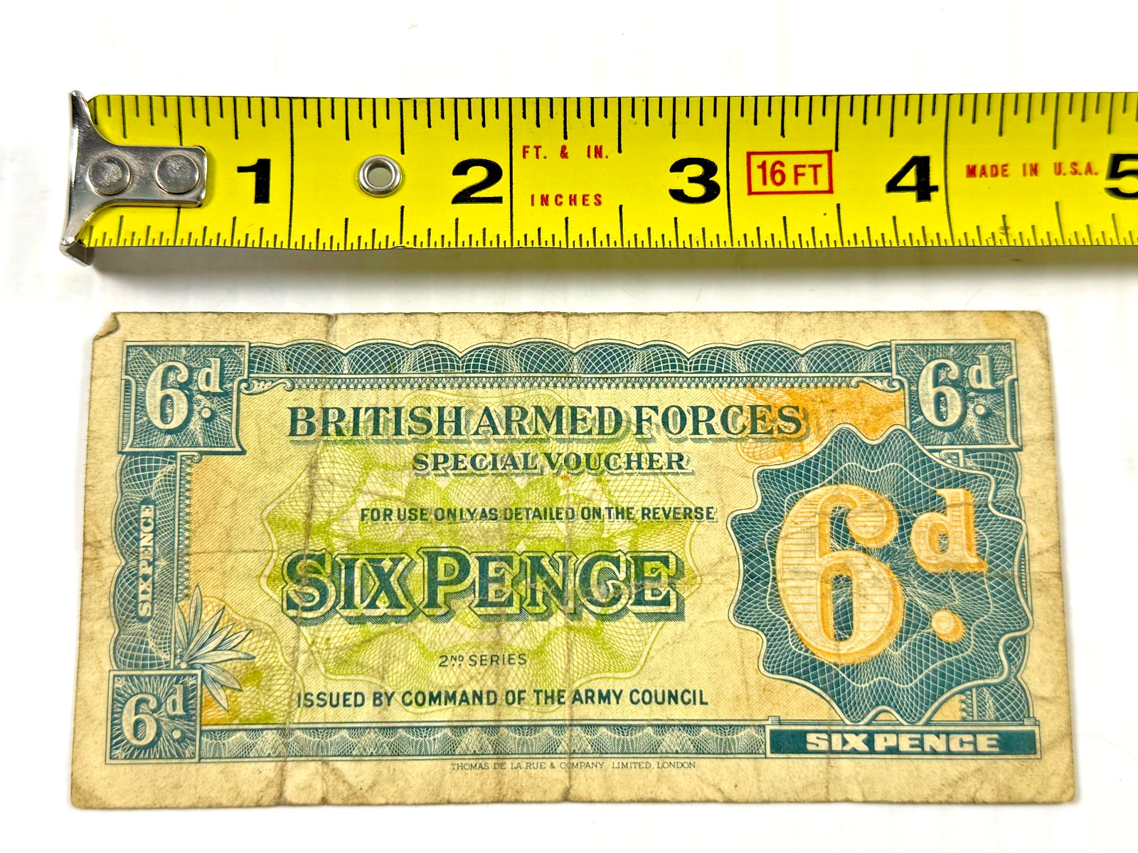 British Armed Forces 6 Pence (6d) Special Voucher 2nd Series issued in 1948