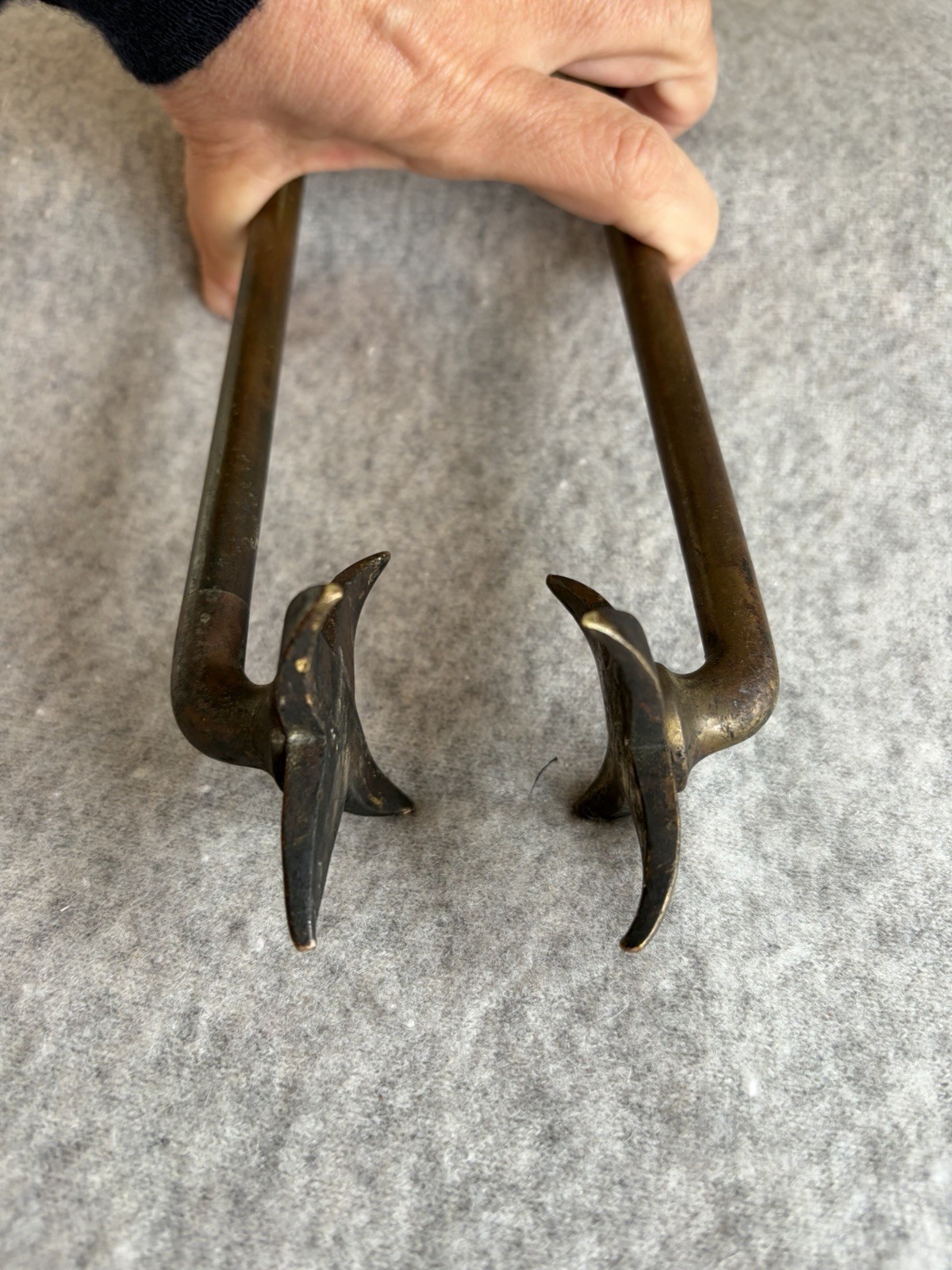 Antique Star Tip Fire Place Tongs Hand Forged 18 Inch Log Grabber