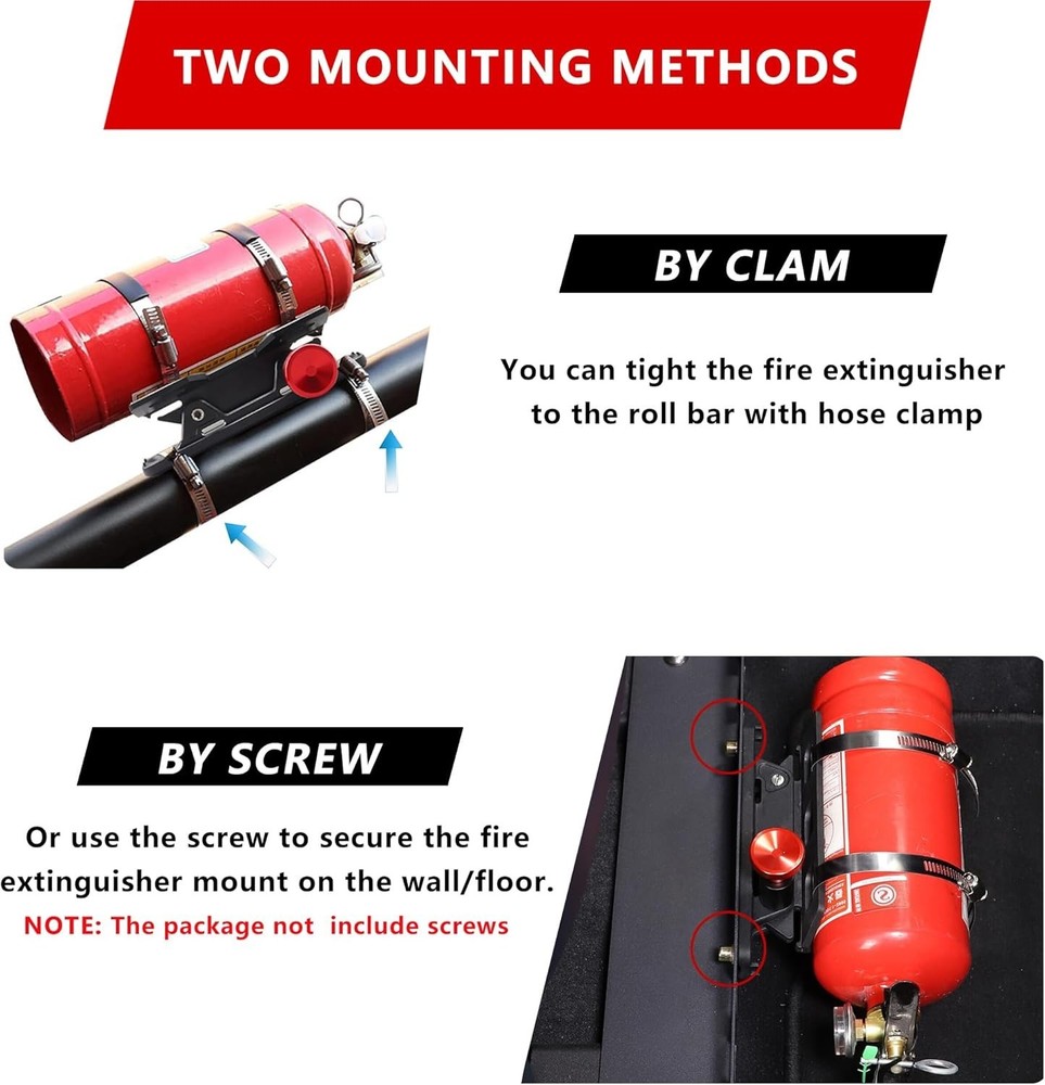 Quick Release Fire Extinguisher Mount - Aluminum Adjustable UTV Roll Bar