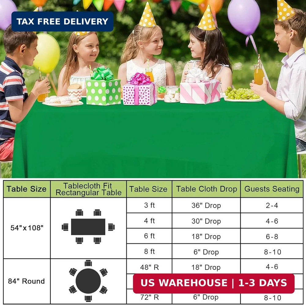 Smiry Disposable Table Cloth 3 Pack, 54 x 108 Inch Waterproof Plastic Tablecloth