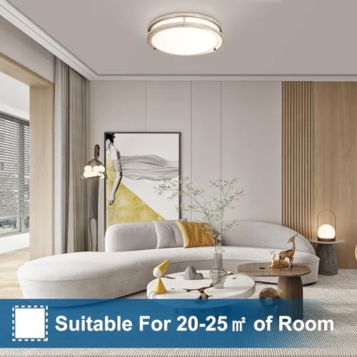 2-Pack 36W 13inch LED Flush Mount Ceiling 13inch 2pack without remote Silver
