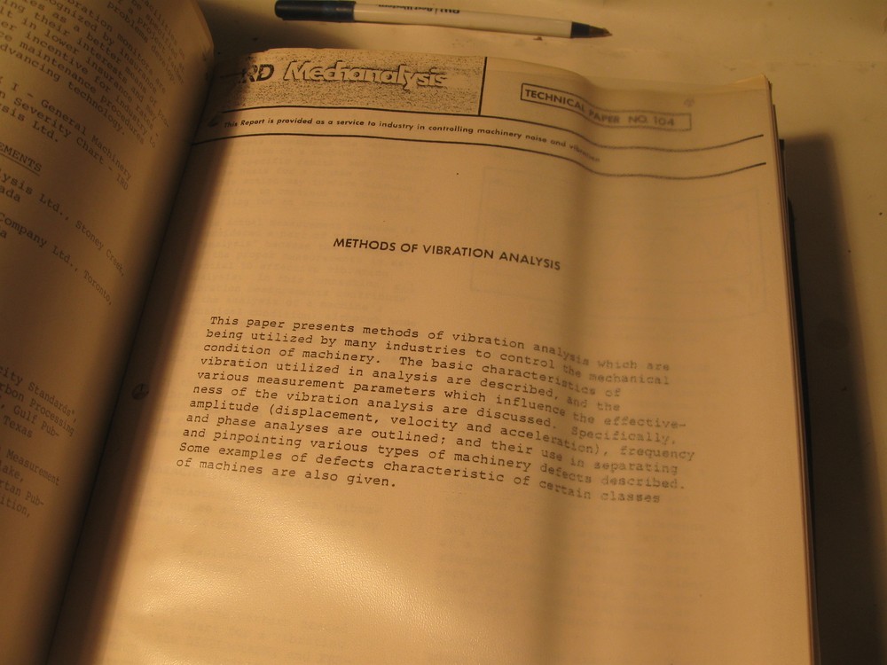 2" Binder Vibration Analysis Literature & Reference, c 1980's.