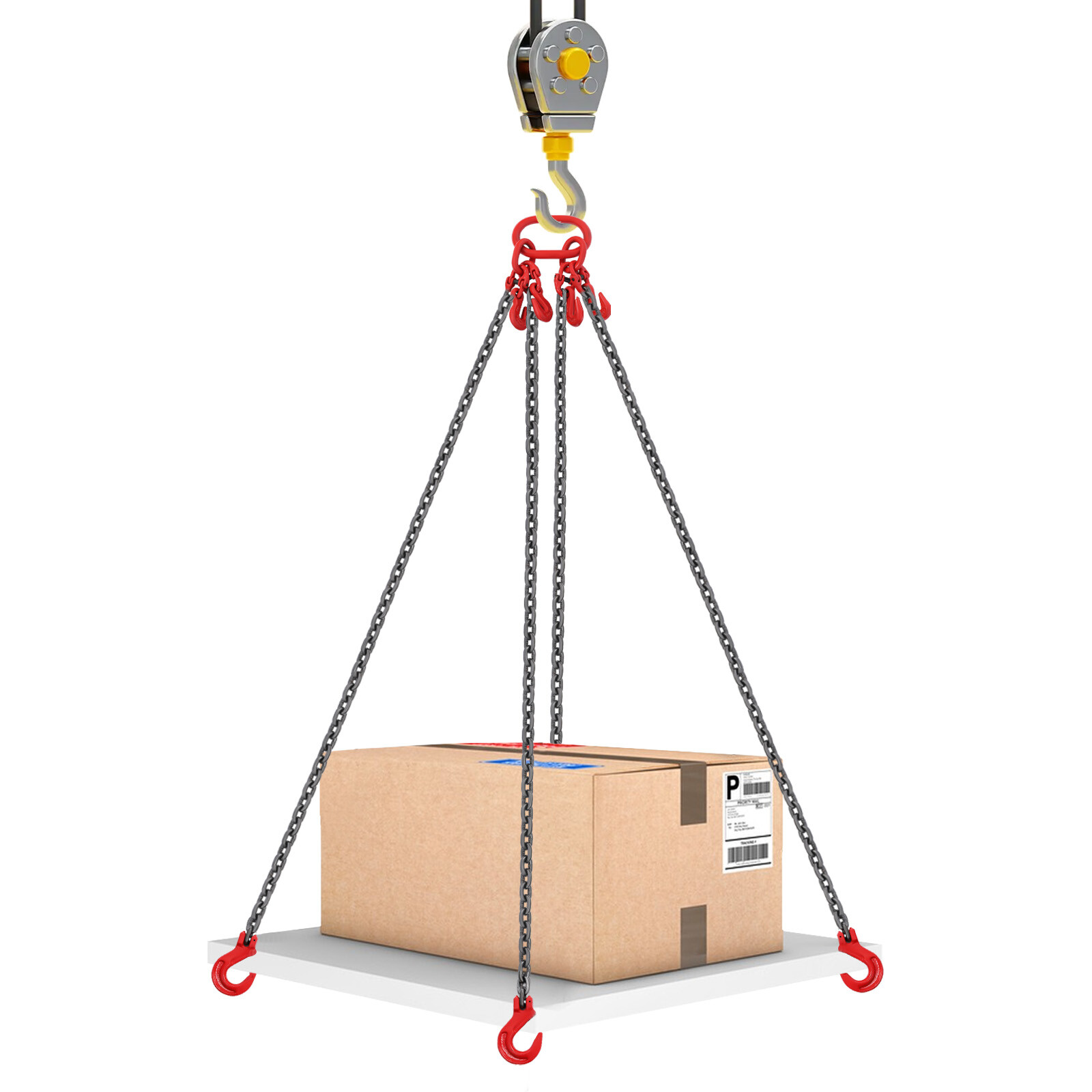 Chain Sling 4 Legs G80 Lifting Chain With Grab Hooks 22046.23lbs 3/8 in x 10ft