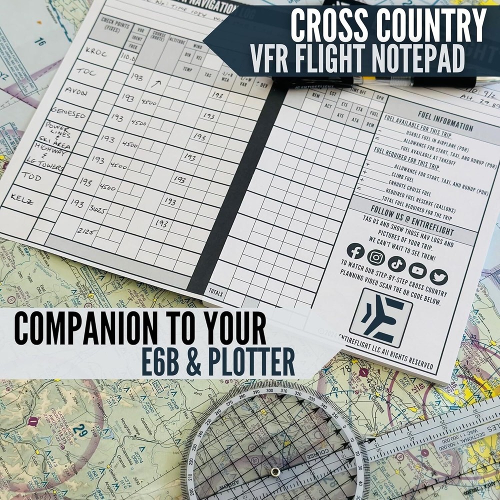 Aviation Pilot Kneeboard - E6b Flight Computer Plus Plotter & Cross Country Plan