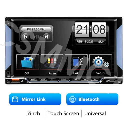 Android 12 Car Multimedia Player Bluetooth Double Din Audio/Video Mirror Link