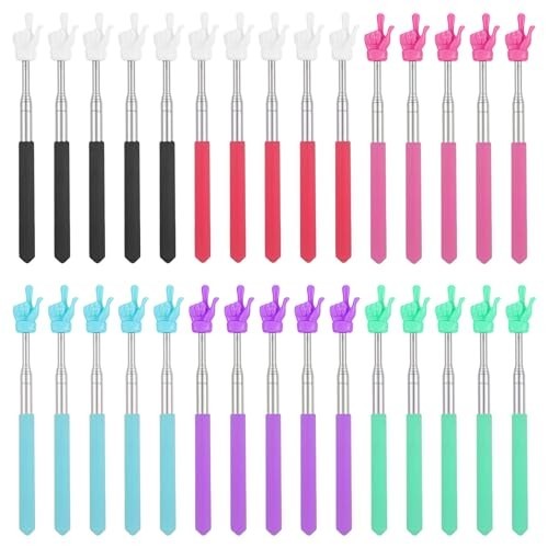 30 Pack Retractable Telescopic Pointer Sticks for Classroom - 21.85" Extendable