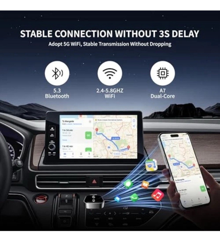 Wireless CarPlay Adapter for Android Auto - 3 in 1 Screen Mirror Android auto