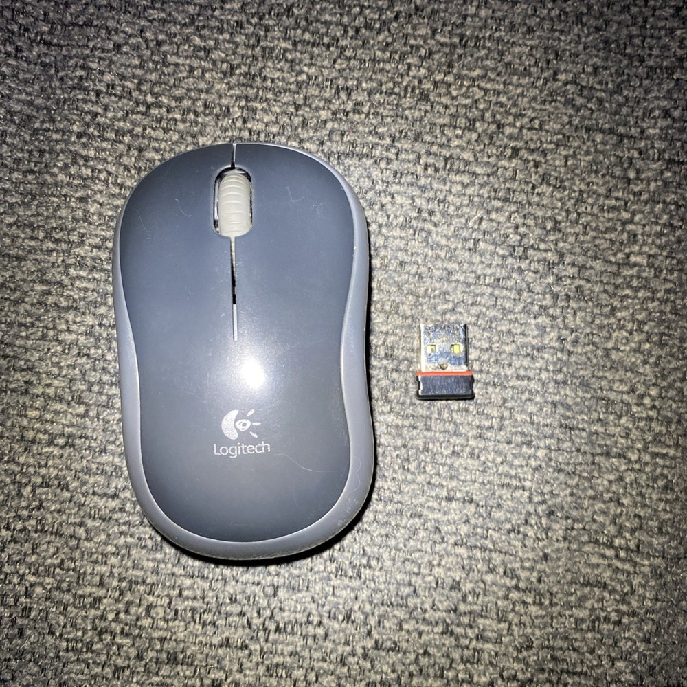 Logitech Wireless Mouse M185 w/ USB Nano Receiver Tested Working - Black & Gray