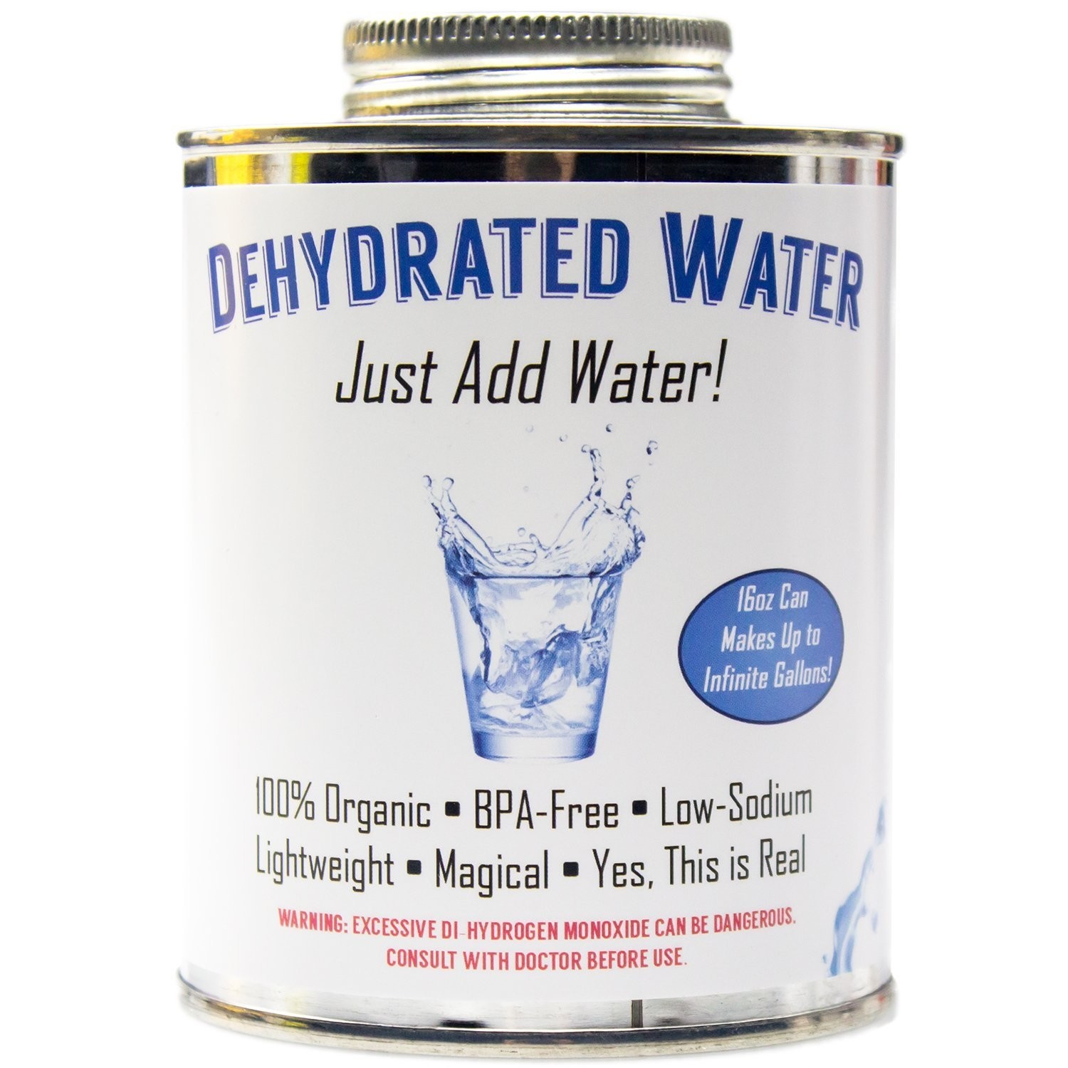 Dehydrated Water 16Oz Empty Can Funny Gag Gift or Joke Prank by Witty Yeti