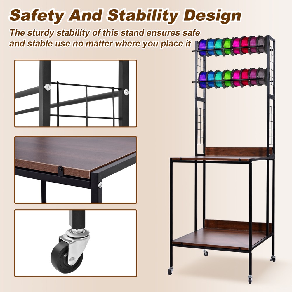 Heavy Duty 3D Printer Stand With Double Layer 3D Printer Filament Storage Rack