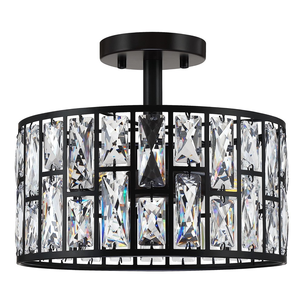 3 Light 12" Crystal Hanging Kitchen Island Ceiling Light Black Finish,Concise...