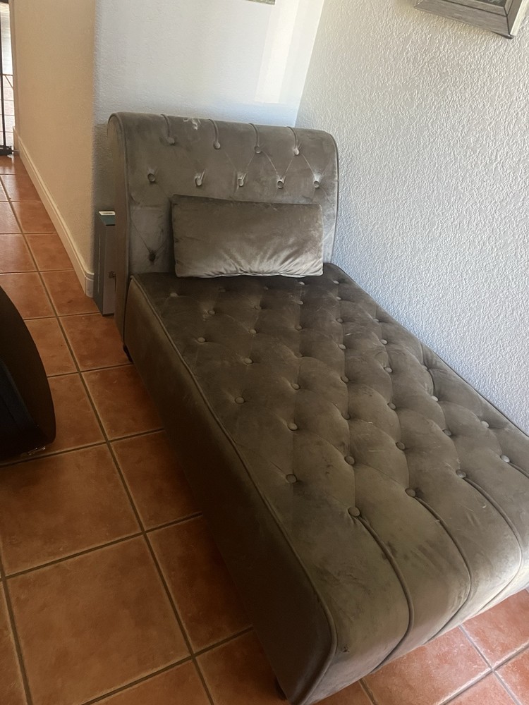 Velvet Grey Button chaise lounge sofa