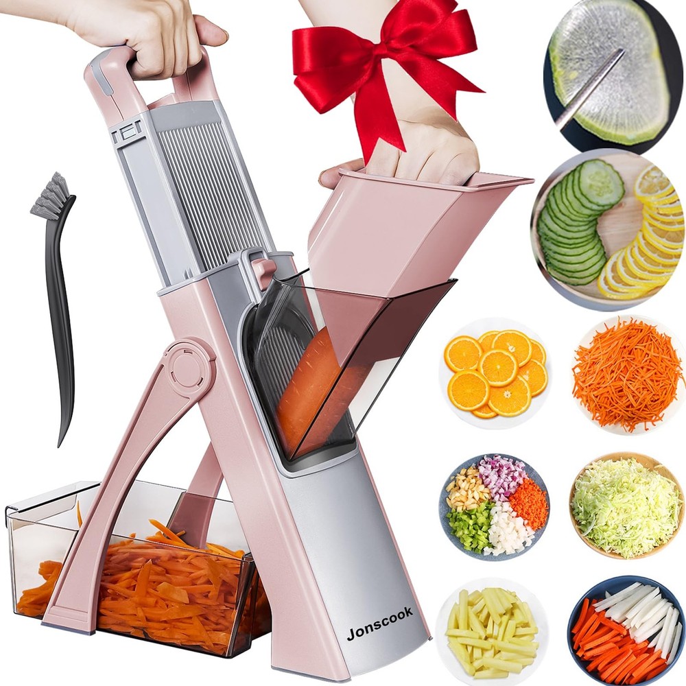 Safe Mandoline Food Slicer for Kitchen - Vegetable Chopper With Adjustable Th...