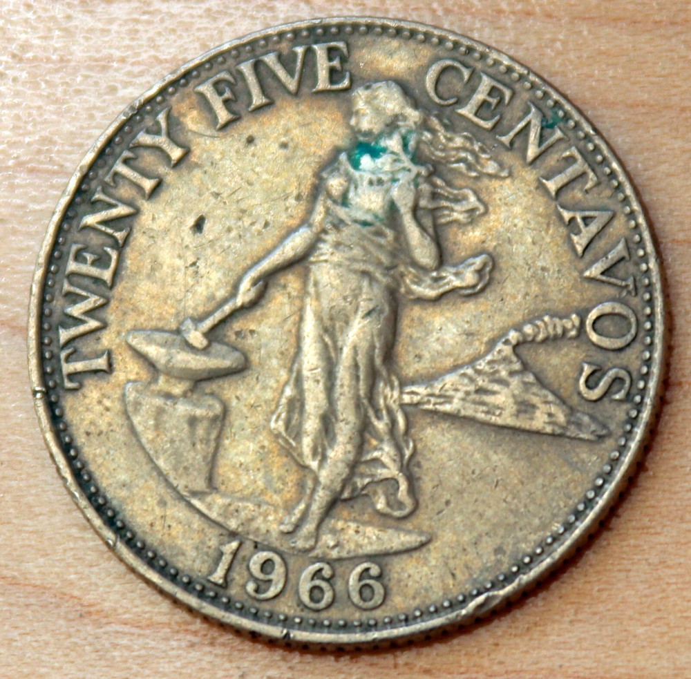 1966 Philippines 25 Centavos Large Date