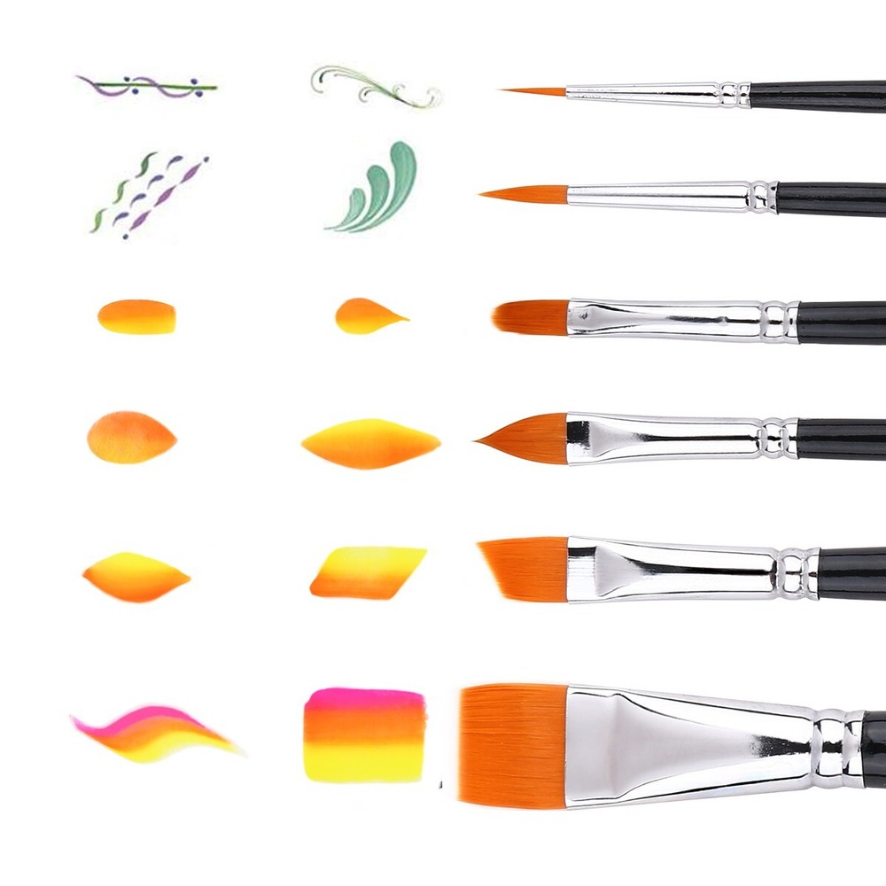 Bowitzki 6 Pack Face Paint Kit Bundle Kit Professional Face Paint Brushes Sponge
