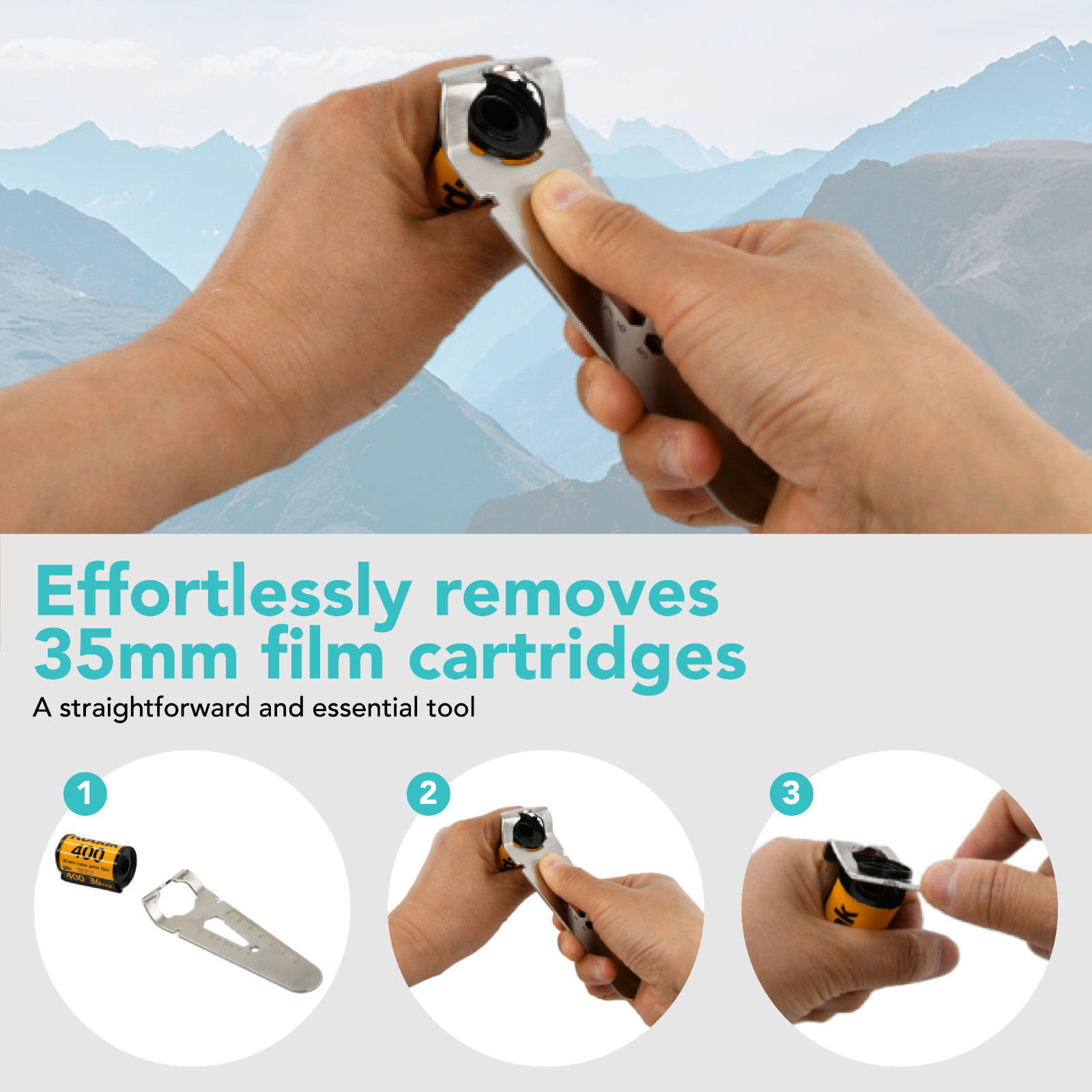 Stainless Steel 135 Film Opener/Decapper with Ergonomic Handle