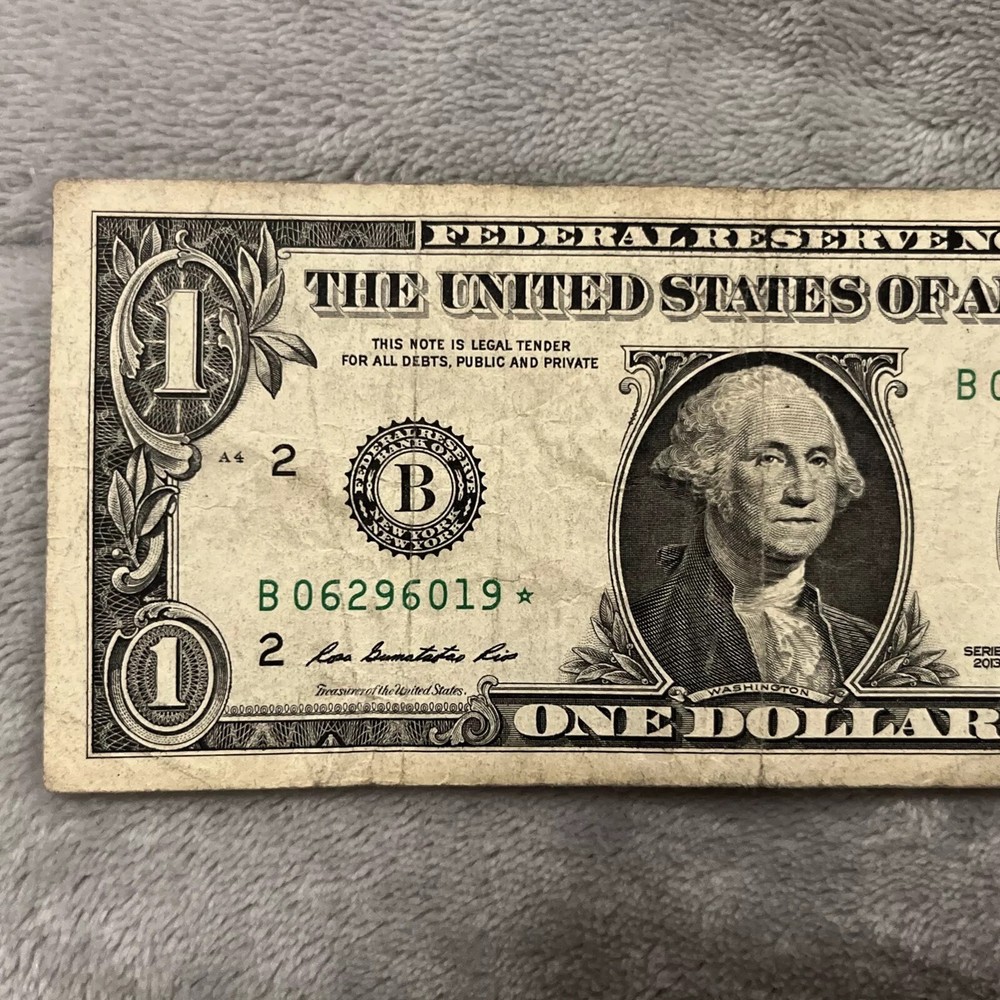 $1 Dollar 2013 Star Note Duplicate Error—DC Printing