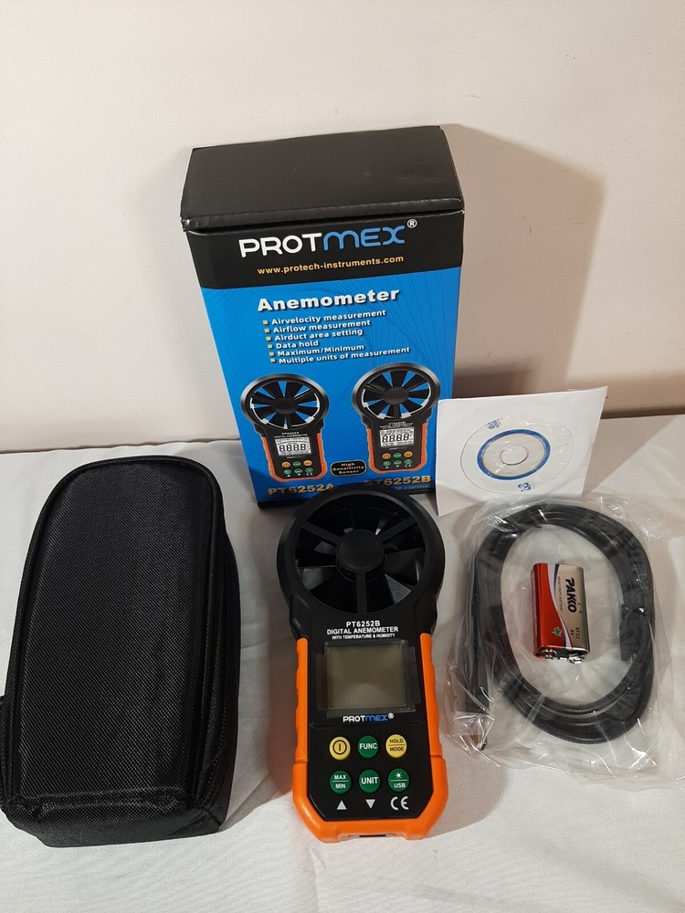PROTMEX PT6252B DIGITAL ANEMOMETER W/ TEMPERATURE & HUMIDITY