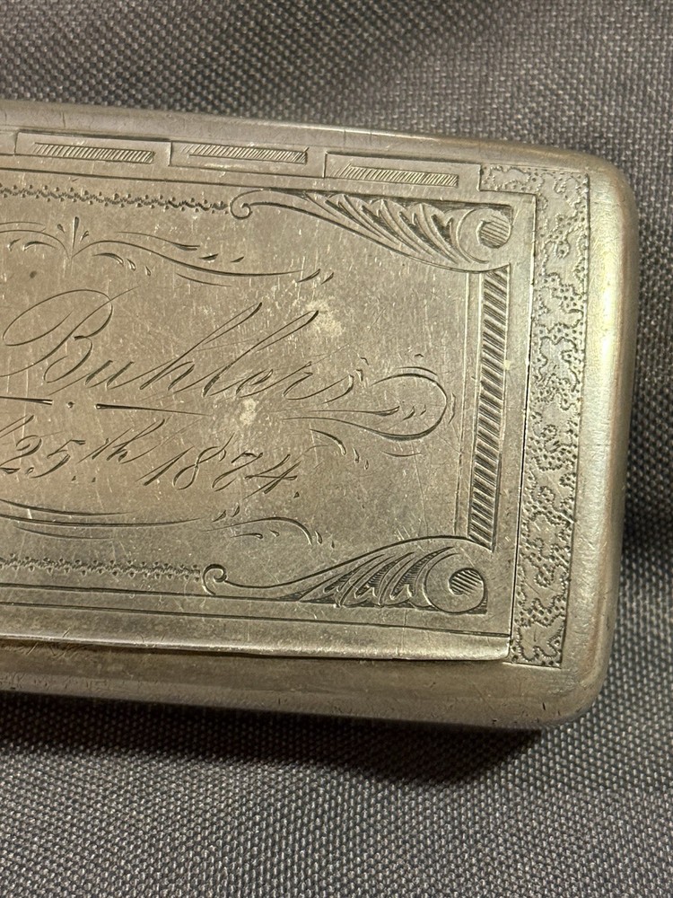 Antique Victorian 800 Silver Snuff Box Dated 1874