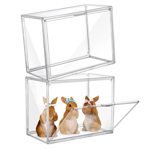 2 Pcs Clear Acrylic Display Case, 36x22x27cm Rectangle Display Cabinet Cube