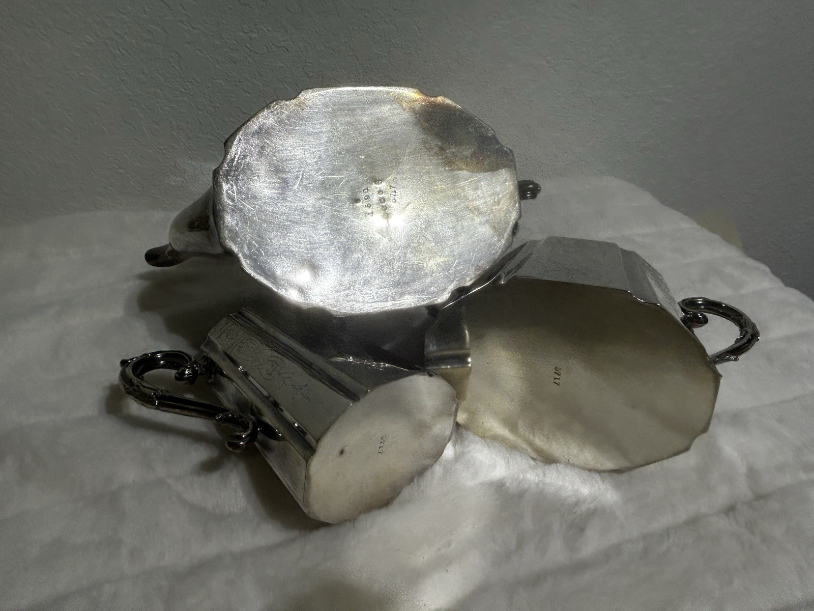 Vintage Walker & Hall Silver Plated 3-Piece Tea Set Teapot Milk Jug Sugar Bowl